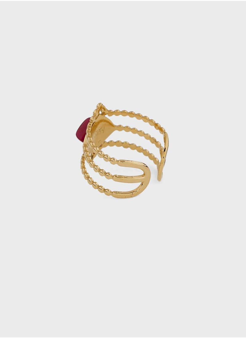 Lady Mauve DREAM NATURAL STONE LAYERED BEADED TRIANGLE ring  - Image 2
