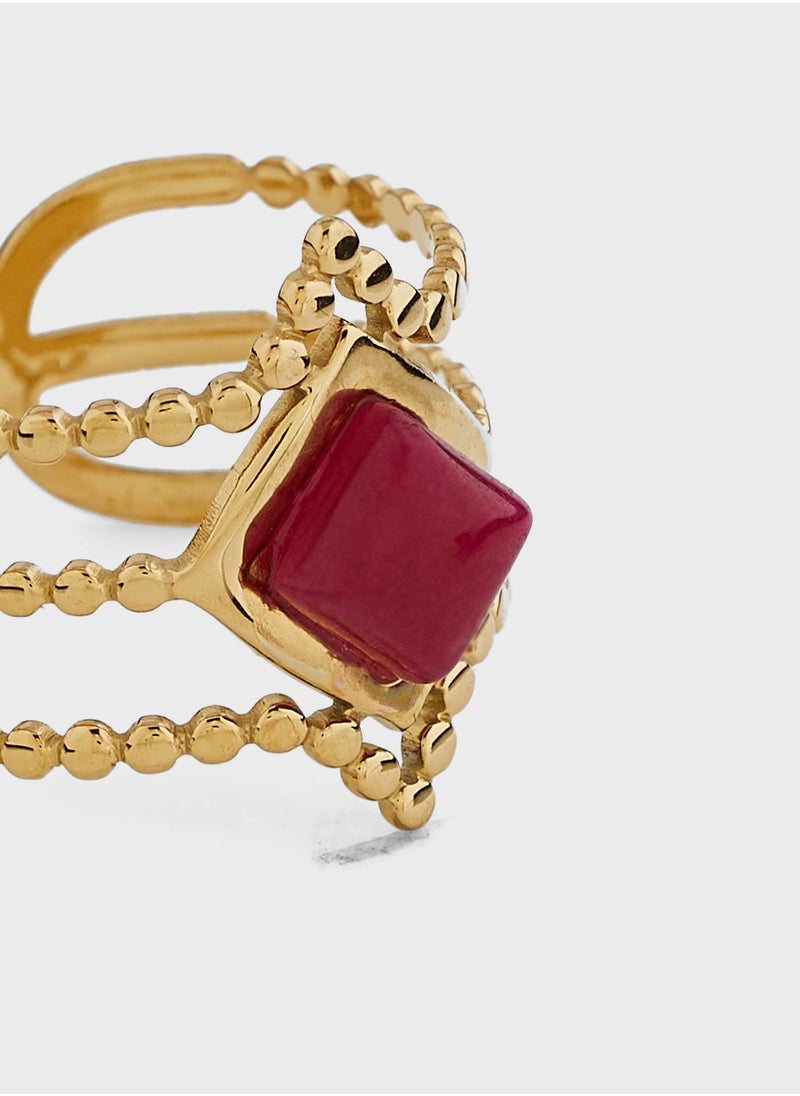 Lady Mauve DREAM NATURAL STONE LAYERED BEADED TRIANGLE ring  - Image 3