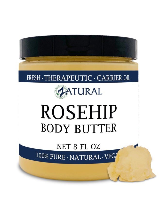 Zatural Organic Seed ROSEHIP BUTTER w/ Virgin Shea (8 oz)- Pure Vitamin C for the Face, Hair & Body | Soothe, Heal | Safe for all ages (8 oz) - Image 1