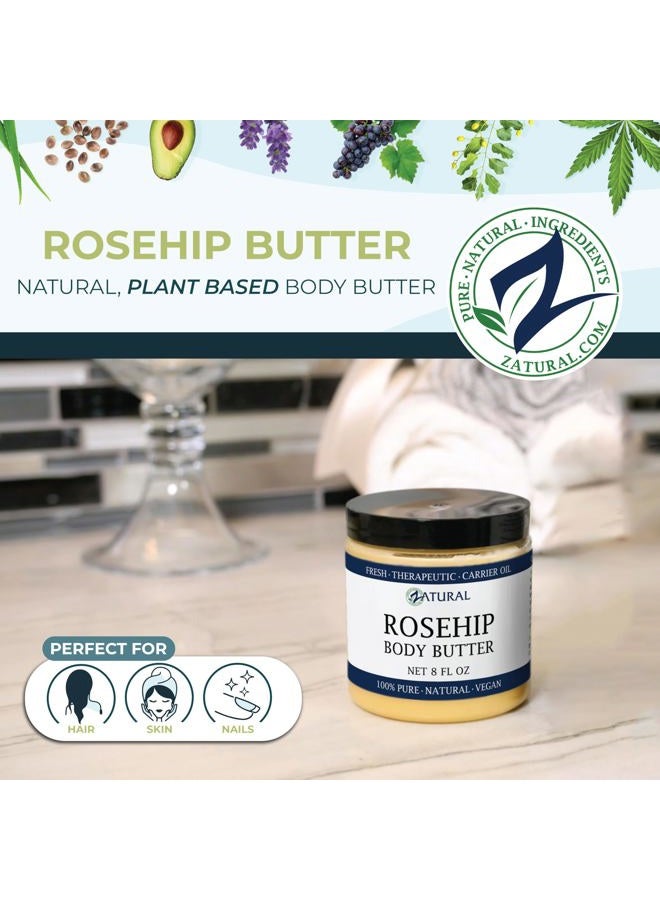 Zatural Organic Seed ROSEHIP BUTTER w/ Virgin Shea (8 oz)- Pure Vitamin C for the Face, Hair & Body | Soothe, Heal | Safe for all ages (8 oz) - Image 4