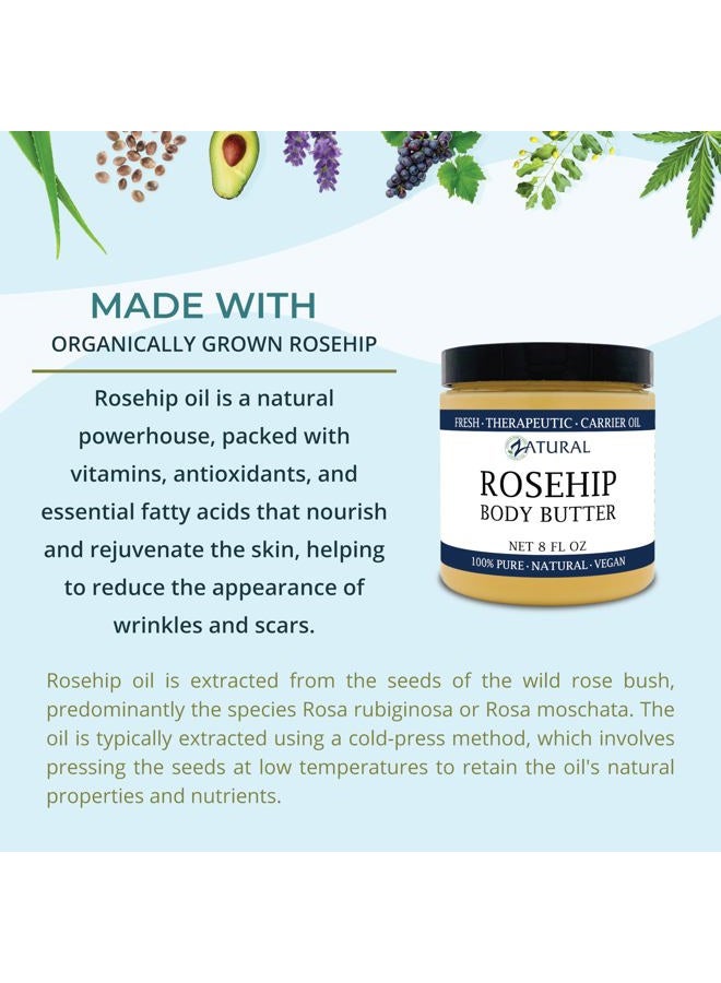 Zatural Organic Seed ROSEHIP BUTTER w/ Virgin Shea (8 oz)- Pure Vitamin C for the Face, Hair & Body | Soothe, Heal | Safe for all ages (8 oz) - Image 5