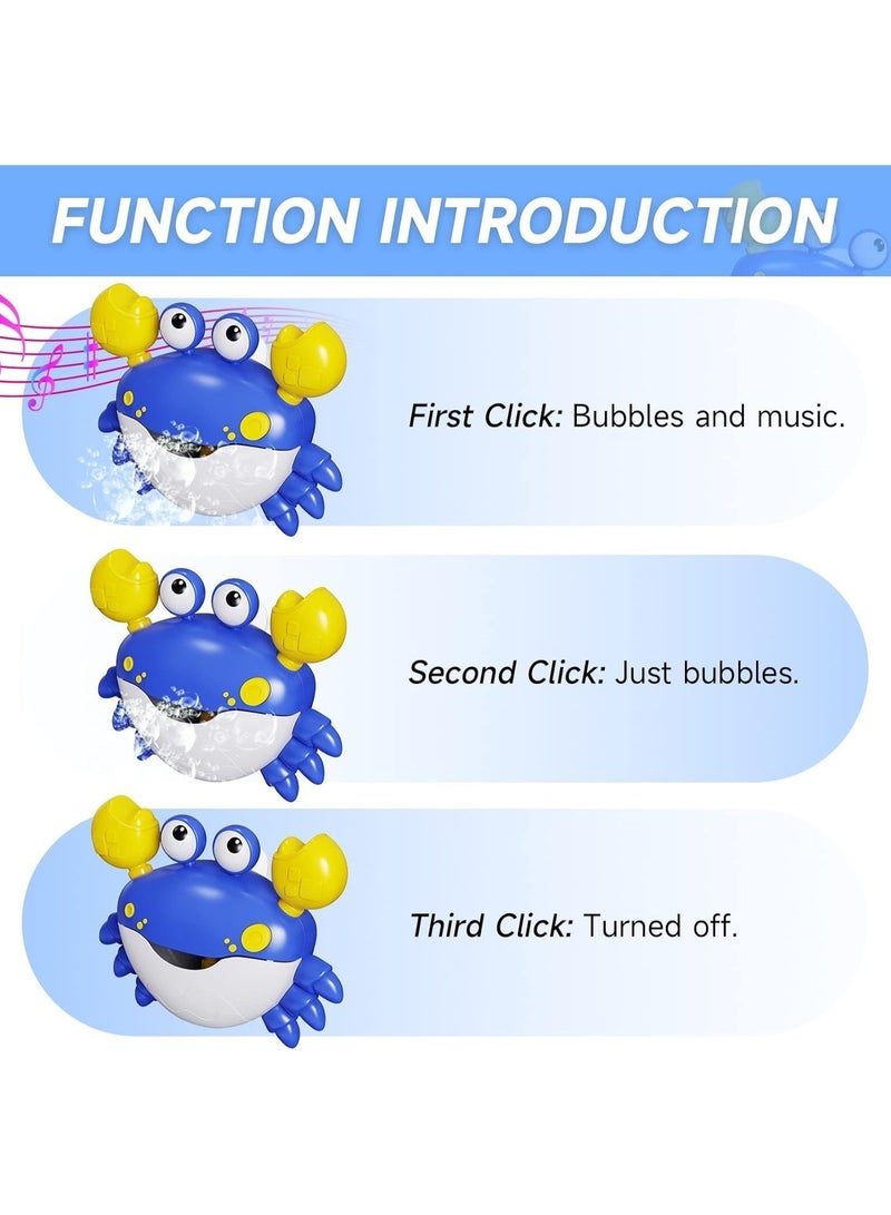 jaexest Crab Bath Toys: Bath Toys for Toddlers 3 Years, Blow Bubbles and Plays 12 Children’s Songs, Sing-Along Bath Bubble Maker for Baby (Blue) - Image 2