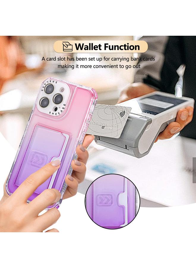 Zaboon Case For iPhone 13 / 14 Gradient Color TPU + PC Card Slot Full Coverage Phone Case - Image 5