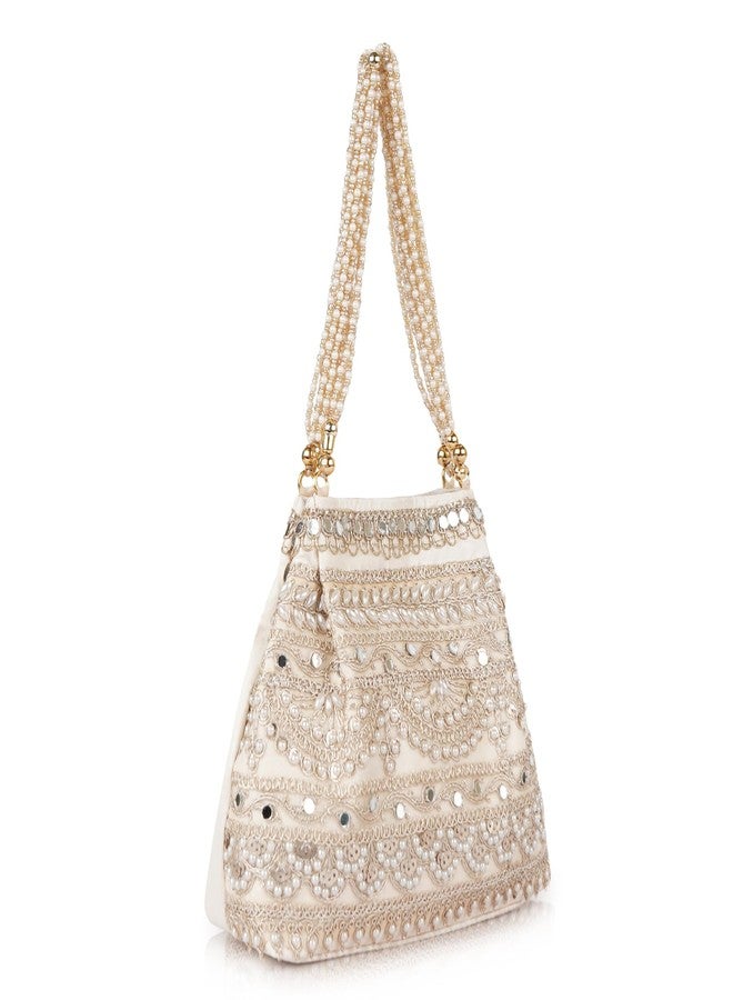PLANX Velvet Stylish Embroidery Unique Design Traditional Wedding Party Handheld Potli Bag For Women - Image 1