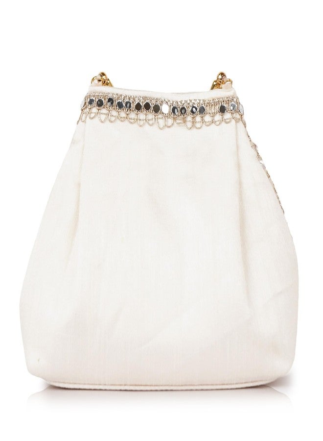 PLANX Velvet Stylish Embroidery Unique Design Traditional Wedding Party Handheld Potli Bag For Women - Image 3