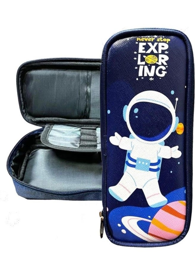 Krisus 10pcs Space Stationery Set for Kids Boys Large Capacity Zipper Closure Pencil Pouch with Astronaut Stationeries Birthday Gift for Boys Return Party Favors Gifts in Bulk Blue Case - Image 2