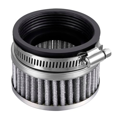 Deflife Universal 6062mm Air Filter Cleaner Round Tapered Replacement for Motorcycle Silver Tone - Image 1