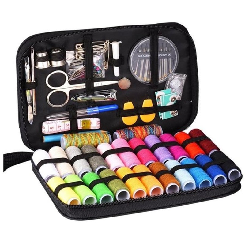 Palshiv 98Pcs Sewing Kit Portable Sewing kit Box Sewing Supplies Accessories with Thread Spools Scissors Thread NeedlesTape Measure for DIY