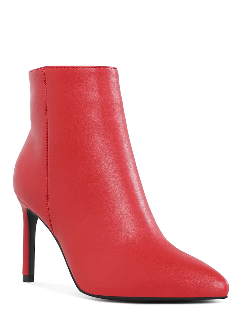 London Rag Textured Stiletto Heel Ankle Boots in Red