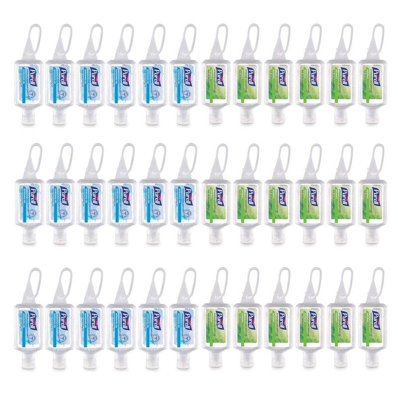 Purell Advanced Hand Sanitizer Variety Pack, Naturals and Refreshing Gel, 1 fl oz Travel Size Flip Cap Bottle with JELLY WRAP Carrier (Pack of 36) - 3900-36-CMRFRAG - Image 1