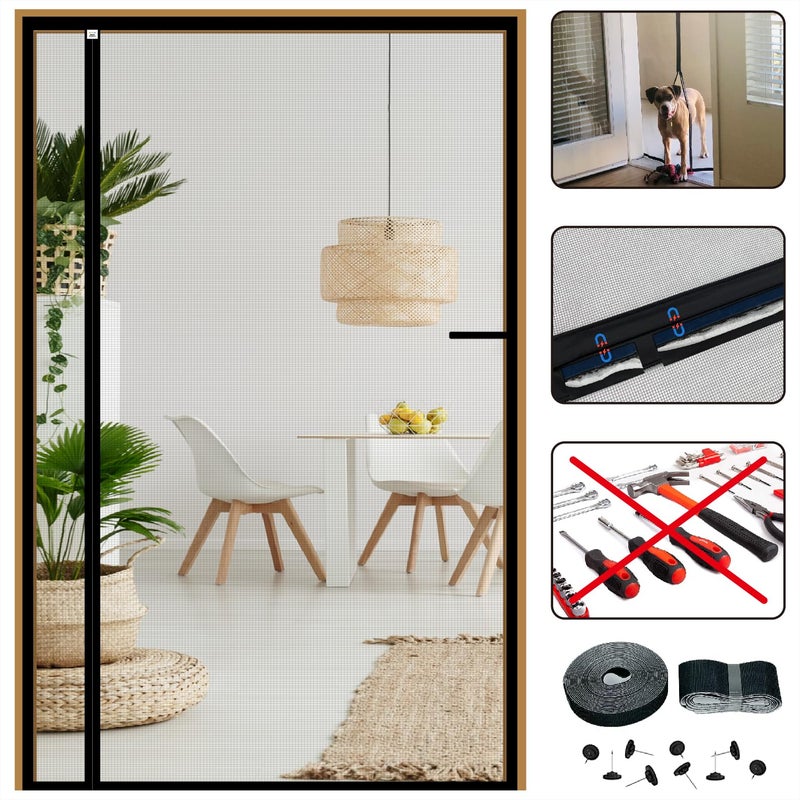 CHIYUNS Reversible Left Right Side Opening Screen Door Mesh Magnetic Closure Heavy Duty, Self Closing Fiberglass Bug Net with Magnet for Sliding Doors & Doorway, Pet Friendly, 36 x 80 inch - Image 1