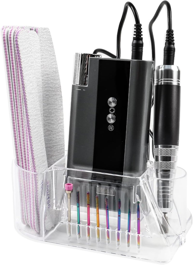 BQAN Nail Drill Holder Stand, 8 Holes for Nail Drill Bits Pro Nail Organizers and Storage for Nail Tech, Nail Drill Stand Display Storage Nail Desk Organizer for Nail Lovers, Clear