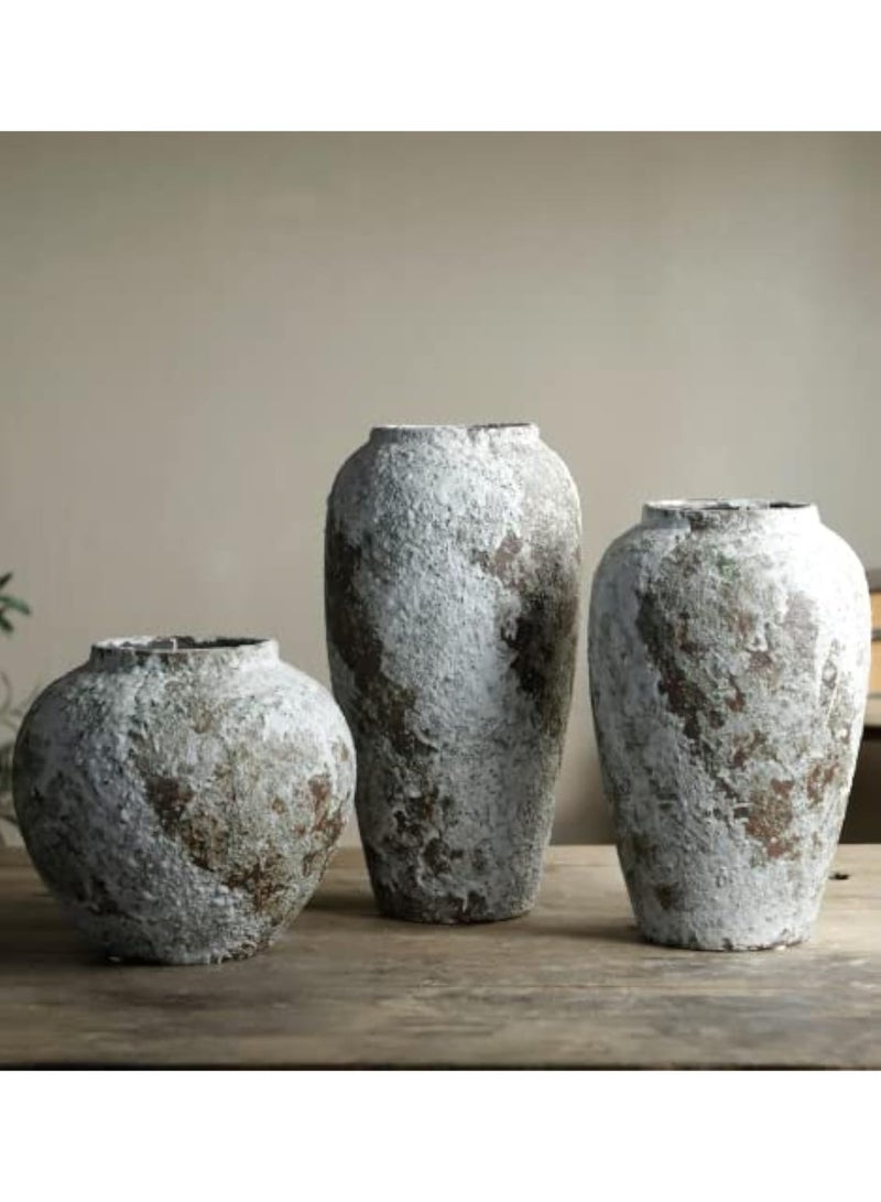 LAMAY Rustic Ceramic Circular Flower Vase, Vintage Floor Tall Vases Farmhouse Decor for Living Room Entryway Table Centerpieces - Image 5