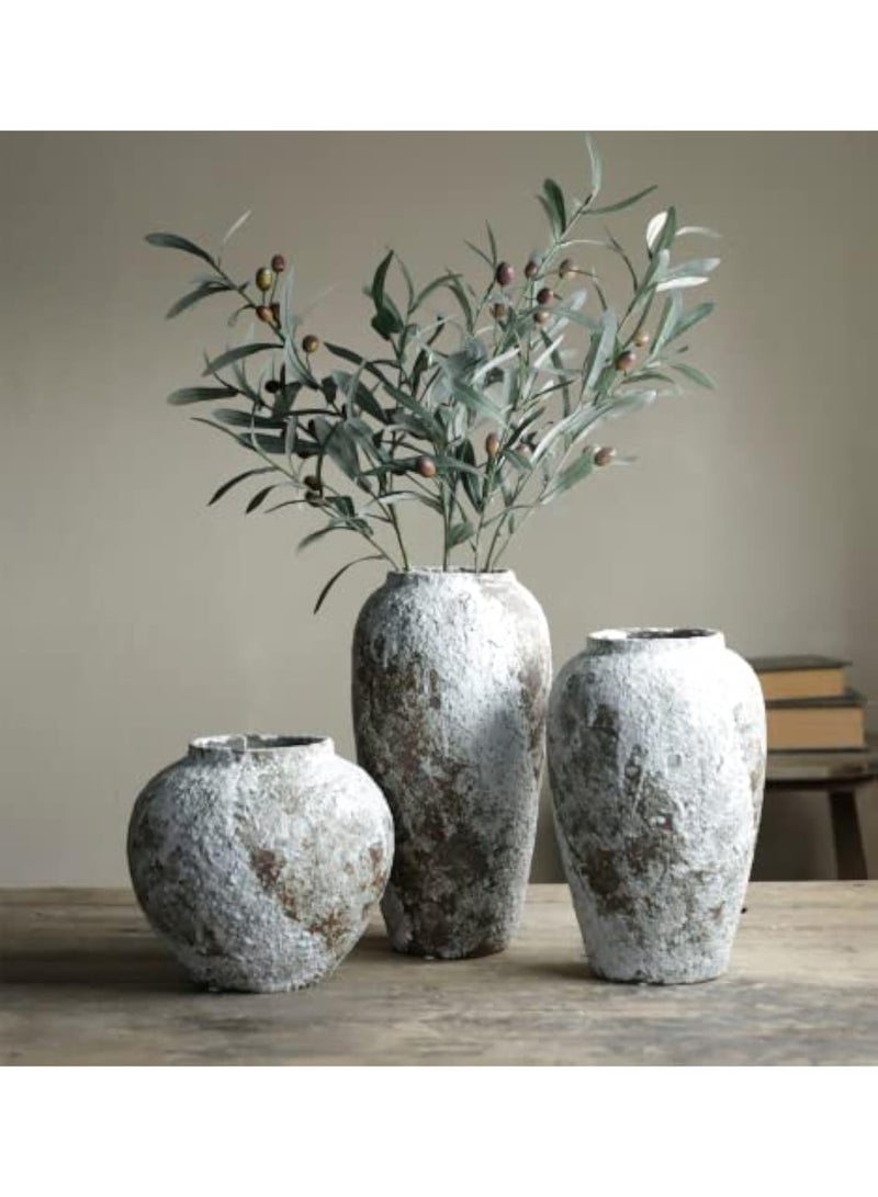 LAMAY Rustic Ceramic Circular Flower Vase, Vintage Floor Tall Vases Farmhouse Decor for Living Room Entryway Table Centerpieces - Image 4