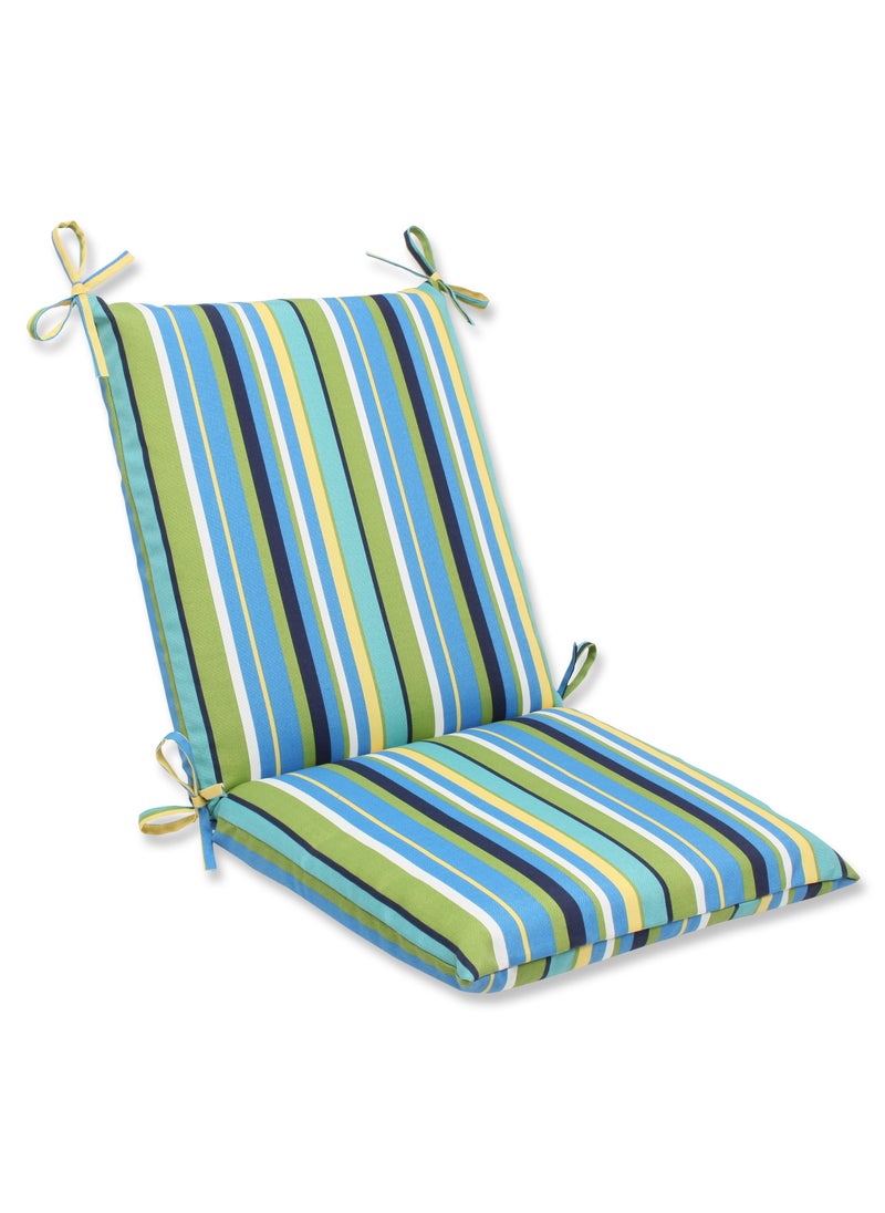 Pillow Perfect Pillow Perfect Stripe IndoorOutdoor Solid Back 1 Piece Square Corner Chair Cushion with Ties Deep Seat Weather and Fade Resistant 365 x 18 BlueGreen Topanga 1 Count 