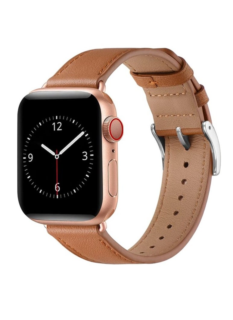 Generic - Leather Bands Compatible with Apple Watch Ultra/Ultra 2 Band 49MM 45mm 44mm 42mm Women Men, Leather Wristband Replacement Strap for Apple Watch Ultra Series 9 8 7 6 5 4 3 2 1 SE - Image 1
