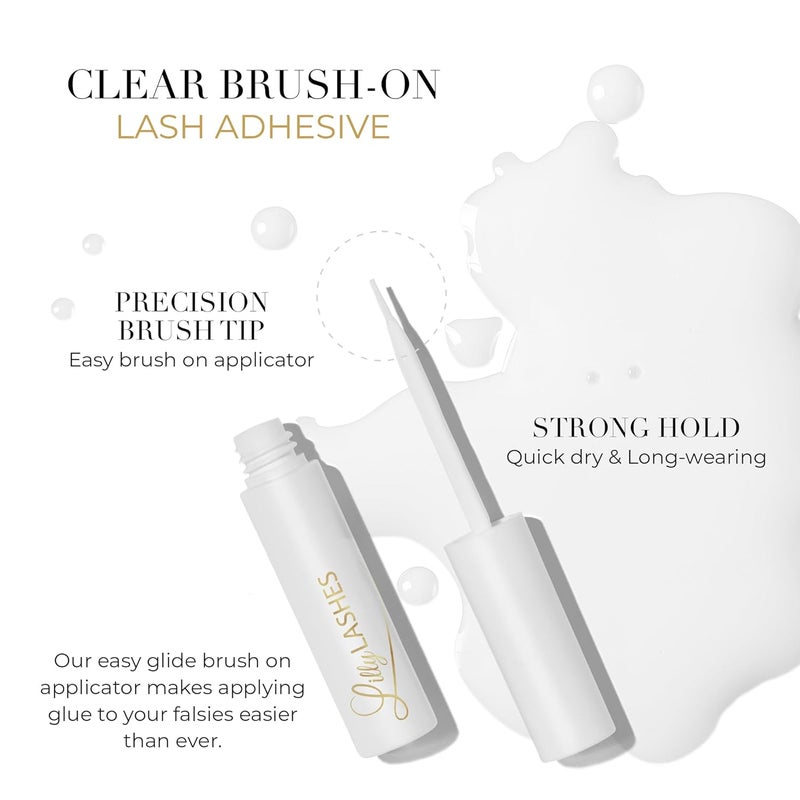 Lilly Lashes Clear Eyelash Glue - Brush On Lash Glue for False & Natural Lashes - Latex Free - Image 2