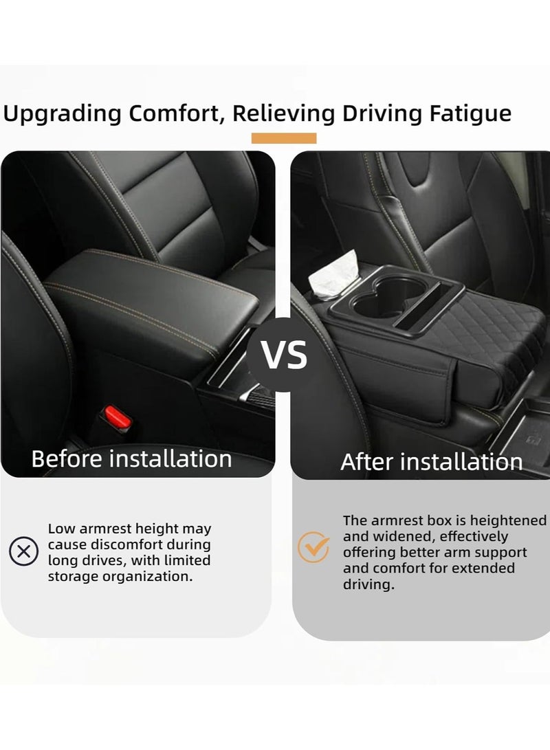 Generic Leather Arm Rest Cover for Car with Cup Holders, Tissue Slot – Center Console Cover for SUV Sedan Truck, Suitable for Commuters, Families, Rideshare Drivers  - Image 4