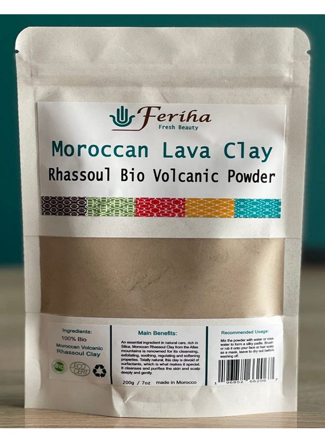 Moroccan Rhassoul Bio Clay Powder Organic Facial Body & Hair Mask. Fight Acne Cleanse Impurities & Improve Skin Elasticity.