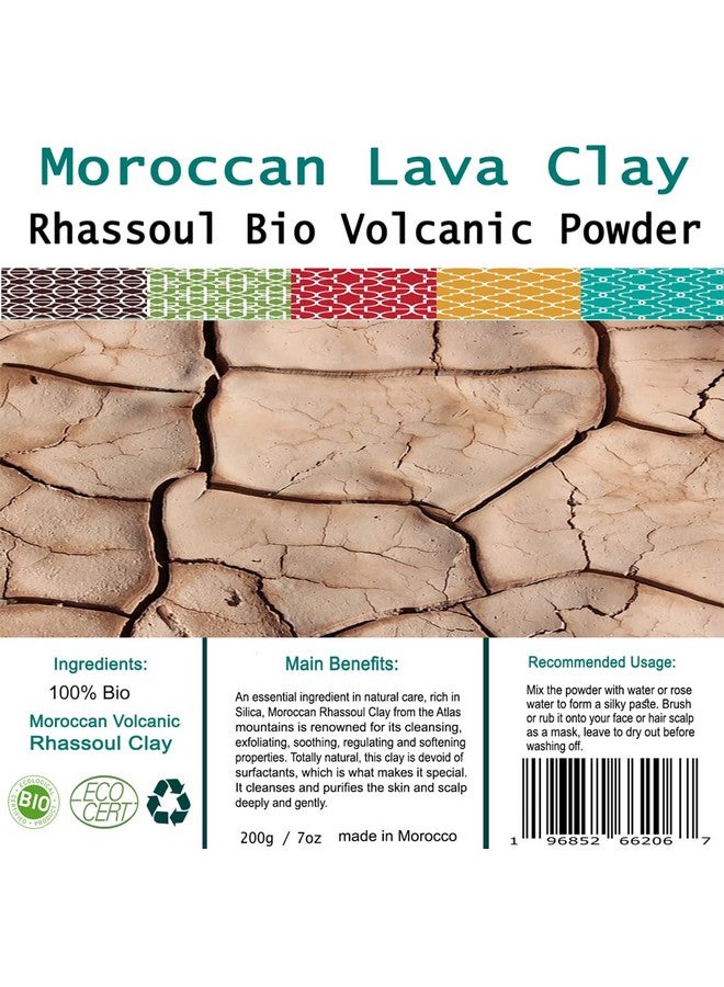 Moroccan Rhassoul Bio Clay Powder Organic Facial Body & Hair Mask. Fight Acne Cleanse Impurities & Improve Skin Elasticity.