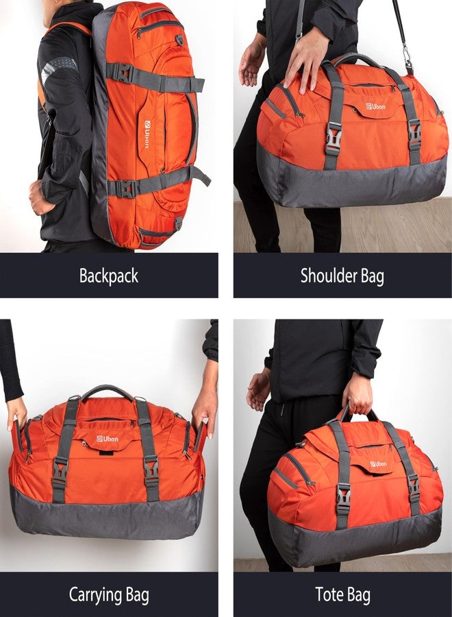 Ubon Duffel Backpack Bag Weekender Bags with Padded Straps for Travel Gym Sports (Orange,65L) - Image 4