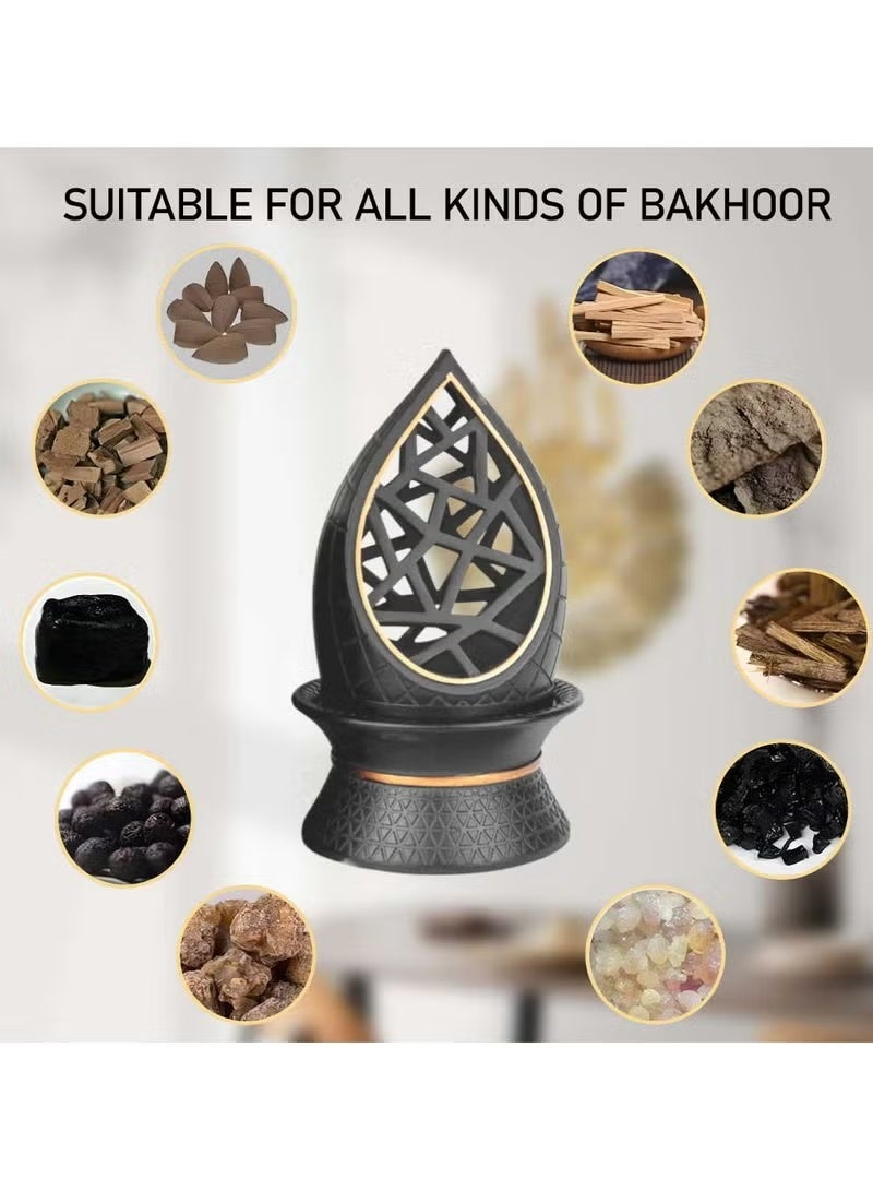 رادین مبخرة عطرية أنيقة من الراتنج بأسلوب عربي، حاملة بخور عود مع صينية معدنية للتبخير لليوغا، العلاج العطري، غرفة النوم، المنزل والمكتب - Image 3