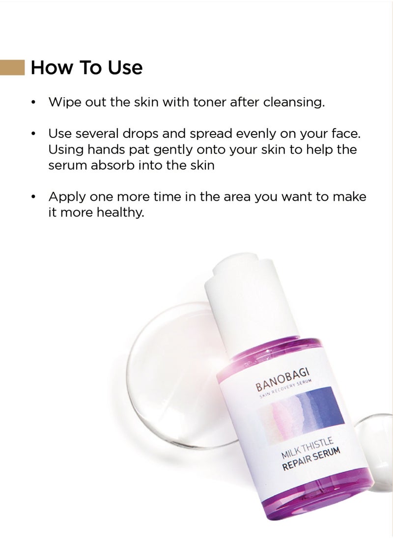 Banobagi Milk Thistle Repair Serum best Niacinamide serum Korean Skin Care Face Serum Hydrating Serum for Face Korean Moisturizer Skin Firming Face Serum for Glowing Skin Hyaluronic acid serum 30ml  - Image 5