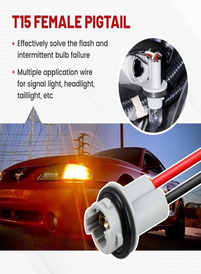 RED WOLF قاعدة مصباح RED WOLF T15 912 921، سلك توصيل W16W، سلك إضاءة خلفية، سلك إشارة انعطاف، محول مصباح فرامل، كابل إضاءة جانبية، موصل مصباح لوحة ترخيص لسيارات شيفروليه، تويوتا، هيونداي، سوبارو (قطعتان) - Image 2