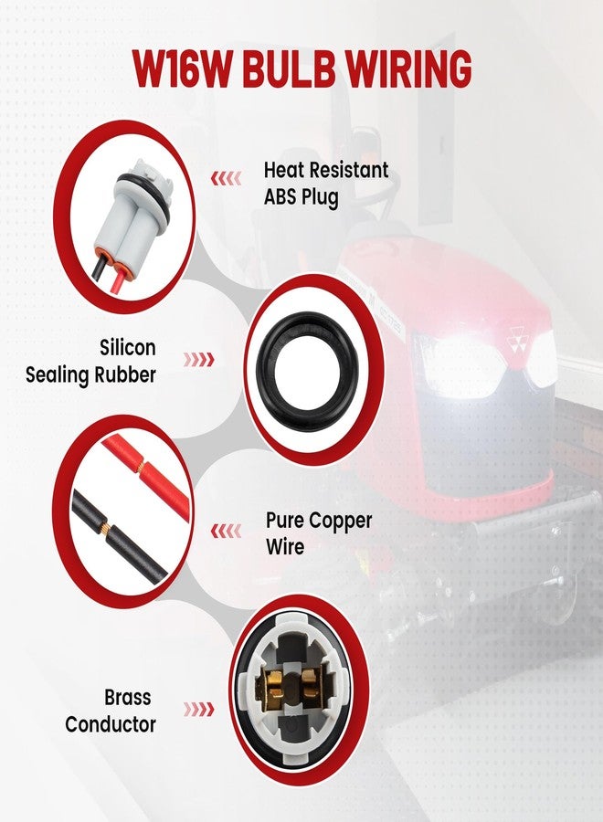 RED WOLF قاعدة مصباح RED WOLF T15 912 921، سلك توصيل W16W، سلك إضاءة خلفية، سلك إشارة انعطاف، محول مصباح فرامل، كابل إضاءة جانبية، موصل مصباح لوحة ترخيص لسيارات شيفروليه، تويوتا، هيونداي، سوبارو (قطعتان) - Image 4