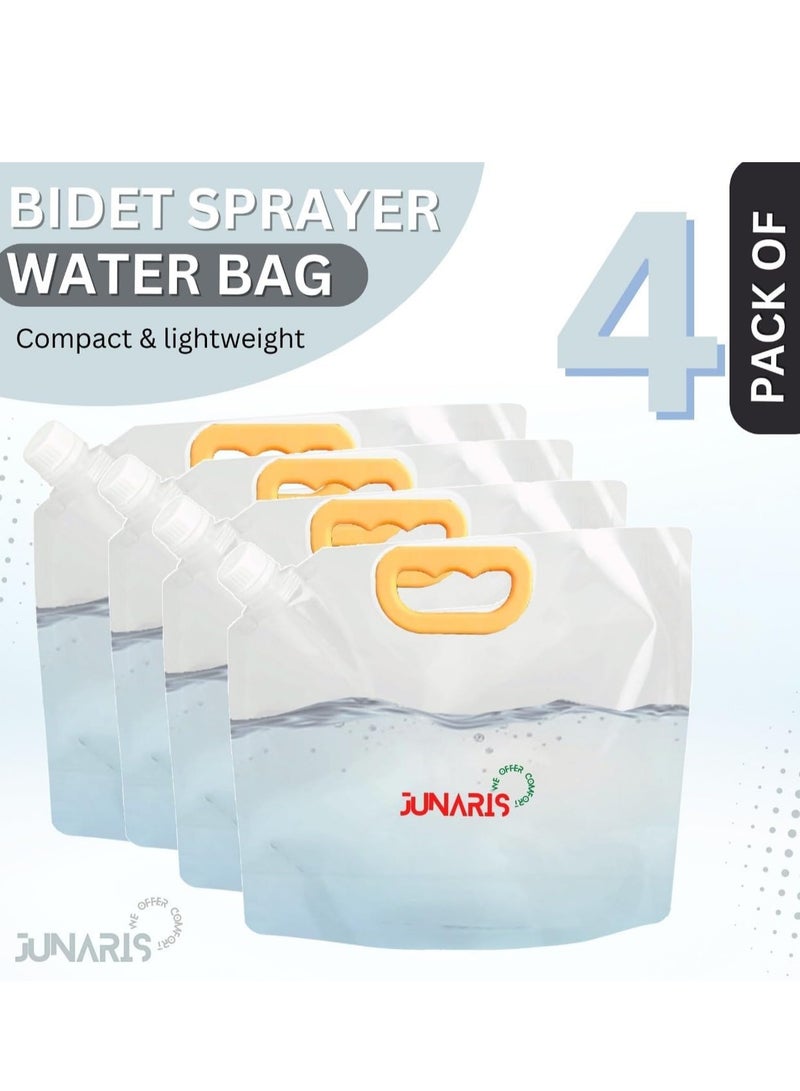 JUNARIS Portable Bidet Water Bag for Travel | Foldable Water Bags (Pack of 4) | Lightweight, Leak-Proof | Reusable Bags for Shattaf, Camping, Outdoor Use Portable Water Storage Bag For Camping Bathroom Personal Hygiene Water Bags - Image 2