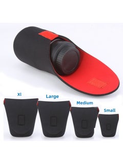 Generic SLR Camera Lens Bag Lens Bag Diving Material Red And Black Lens Barrel Storage Bag Elastic Protective Cover Spot-Color:Black-Dimensions:S Black/red  - Image 1