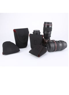 Generic SLR Camera Lens Bag Lens Bag Diving Material Red And Black Lens Barrel Storage Bag Elastic Protective Cover Spot-Color:Black-Dimensions:S Black/red  - Image 3