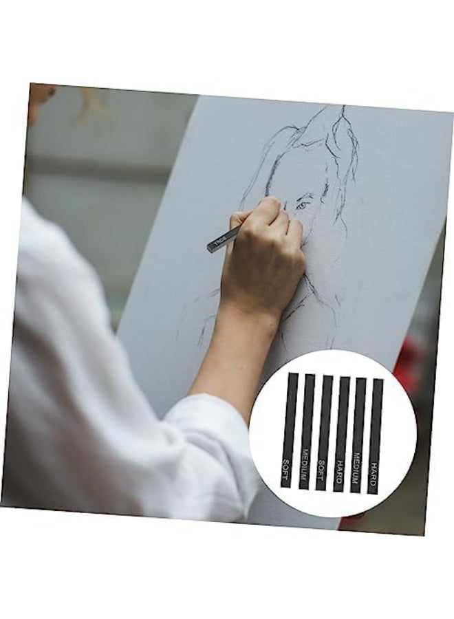 مجموعة أقلام فحم مضغوطة للرسم مكونة من 6 قطع، أقلام رصاص فحم، مجموعة بلون أسود للرسومات والفنانين، أدوات للمبتدئين - Image 5