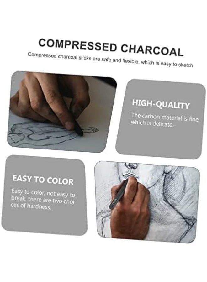 مجموعة أقلام فحم مضغوطة للرسم مكونة من 6 قطع، أقلام رصاص فحم، مجموعة بلون أسود للرسومات والفنانين، أدوات للمبتدئين - Image 4