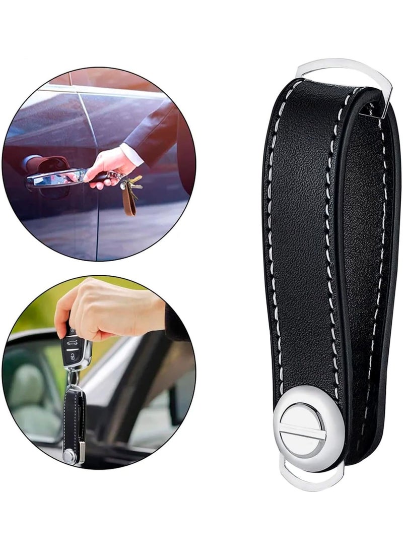 SOLARAE منظم مفاتيح، سلسلة مفاتيح محمولة مع حامل مفاتيح، حامل مفاتيح جلد متعدد ذكي، يحمل 10-12 مفتاحًا متعددًا، أسود - Image 2