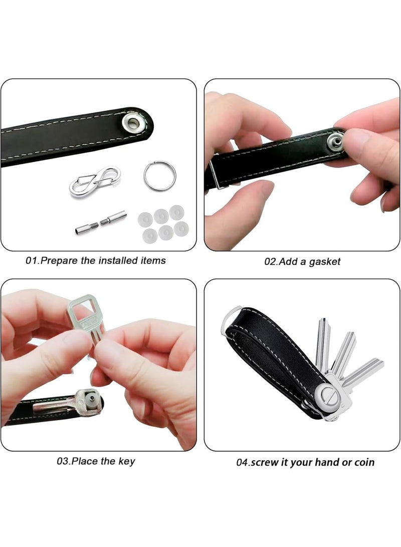 SOLARAE منظم مفاتيح، سلسلة مفاتيح محمولة مع حامل مفاتيح، حامل مفاتيح جلد متعدد ذكي، يحمل 10-12 مفتاحًا متعددًا، أسود - Image 4