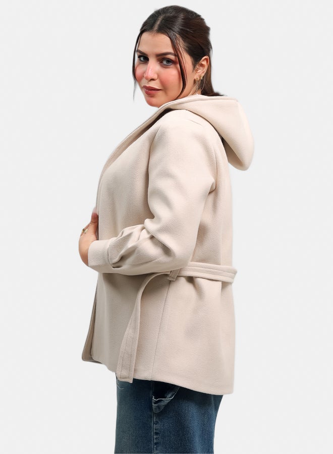 Oversized wool jacket for women color beige - Image 2