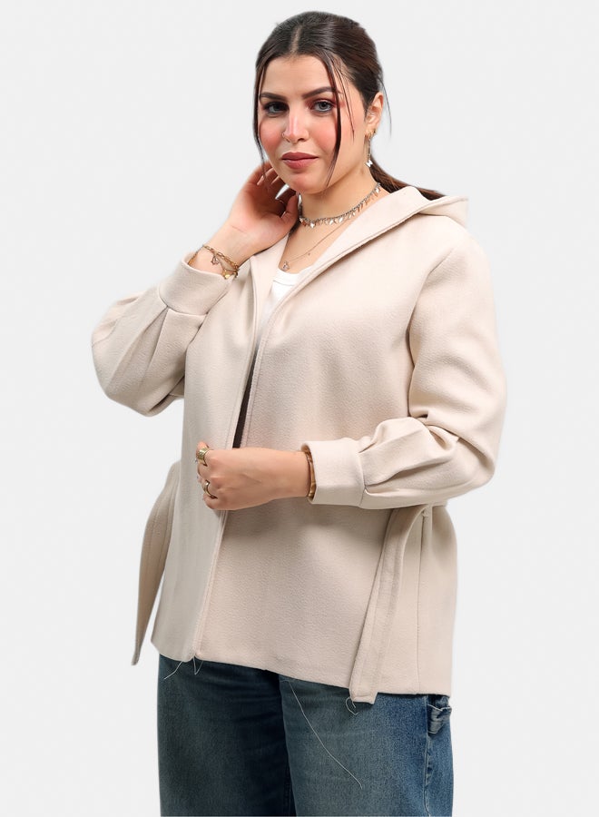 Oversized wool jacket for women color beige - Image 1