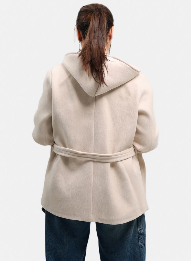 Oversized wool jacket for women color beige - Image 3
