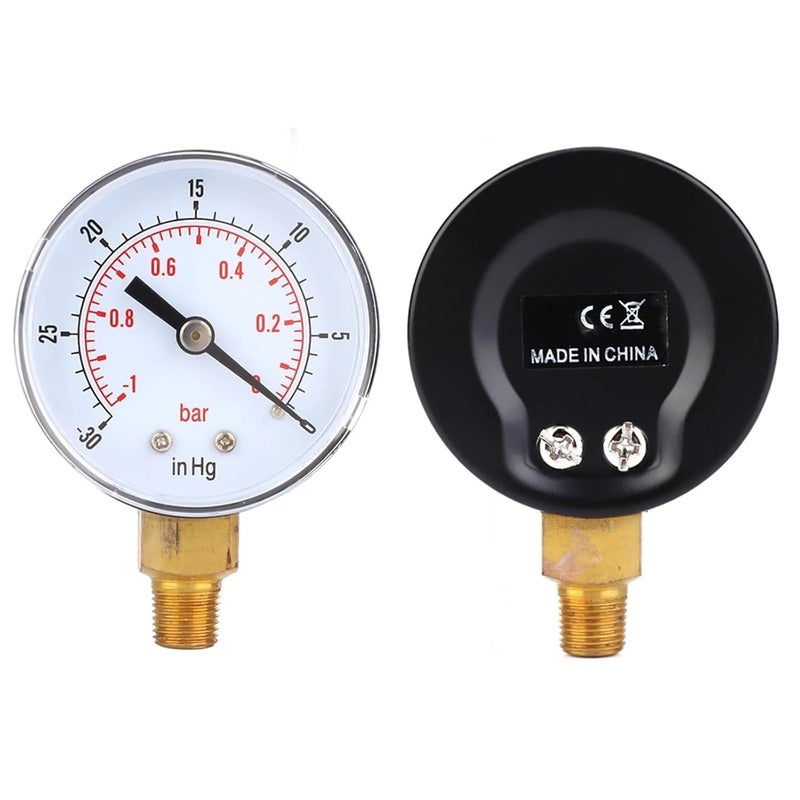 Air Vacuum Gauge 50mm 1 8 BSPT Bottom Connection 1 0Bar 30 0inHg - Image 3