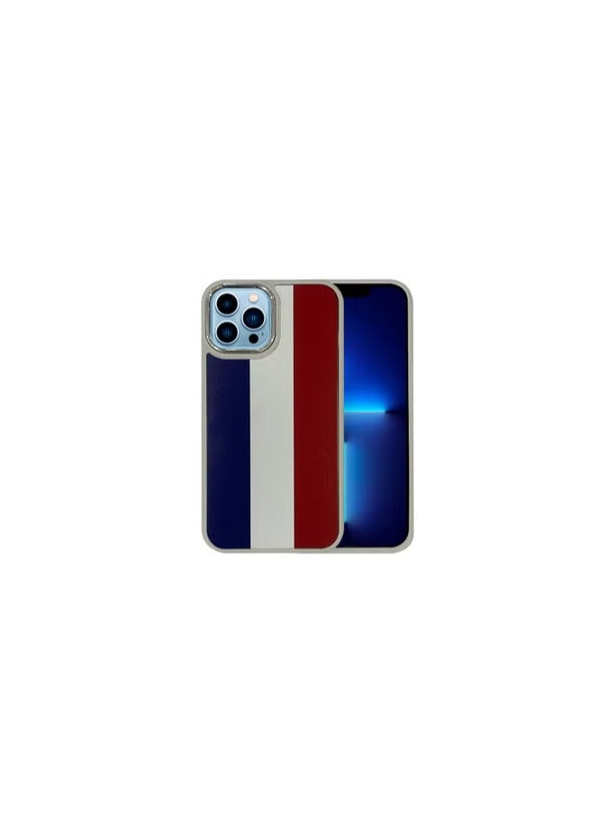 CATANES (for iPhone 13 Pro Max) Case, Hard PC Case, Shockproof Protective Case Cover / France Flag - Side Natural Titanium - Image 2