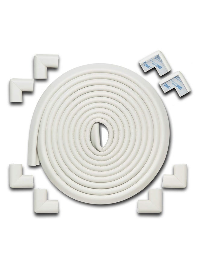 Edge Corner Protector Baby Proofing (Large 18ft Edge 8 Corners),Safety Furniture Bumper with 3M Double-Sided Tape,Protector for Fireplace, Table, Stair, Cabinet (Beige White) - Image 1