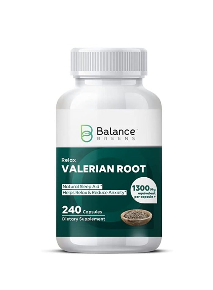 مكمل جذر فاليريان من بالانس برينز 1300 مجم - 240 كبسولة - خالٍ من الغلوتين وغير معدّل وراثيًا