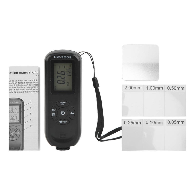 Coating Thickness Gauge 0-2000um Range ABS Material Record Average Maximum Minimum Value - Portable 4.72in Design Um mm mils Units for Automotive Industrial Manufacturing - Image 1