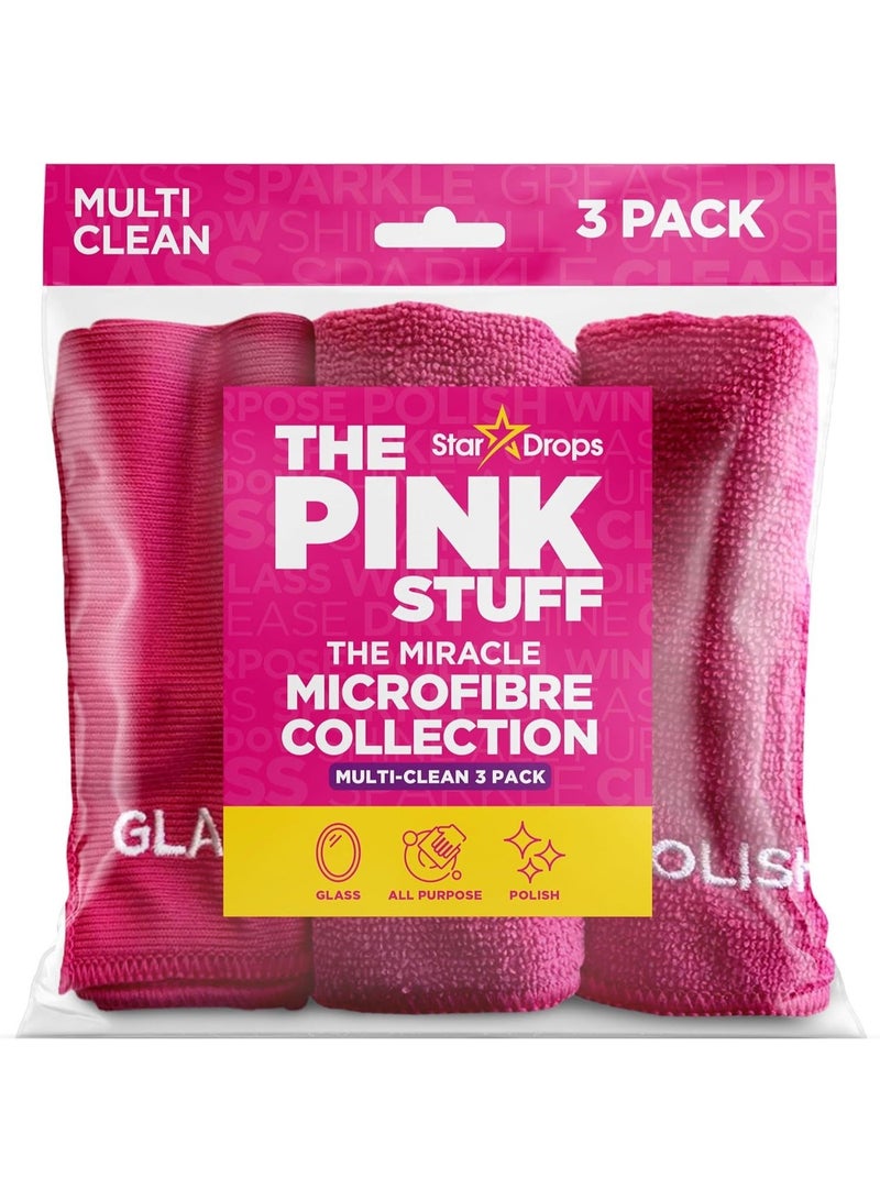 Star Drops The Pink Stuff Miracle Microfibre Cloth Collection 3 Pack - Image 1