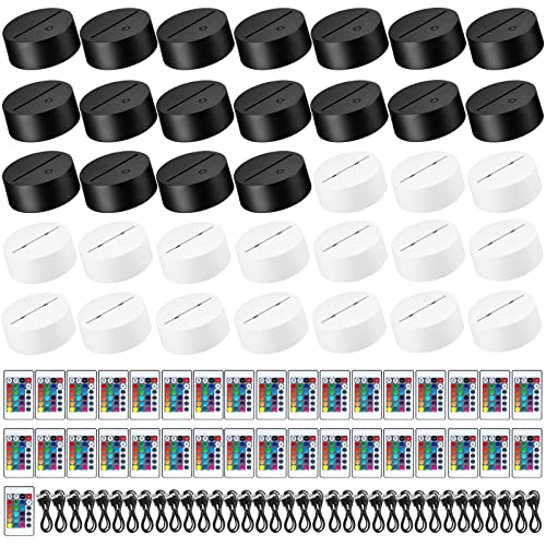Riakrum 35 Pack 3D LED Light Base 16 Colors Night LED Lamp Acrylic Light Base with Remote Control USB Cable Stand for Acrylic Decorative Lights for Room Shop RestaurantWhiteBlack - Image 1