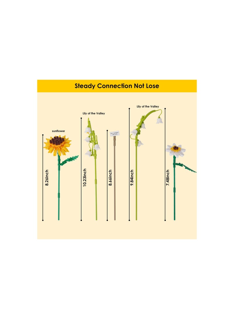 SOLARAE Sunflower Bouquet Building Set - 243 Pcs Botanical Collection for DIY Home Decor, Perfect Gift for Adults & Kids 14+, Ideal for Birthdays, Anniversaries, and Celebrations. - Image 5