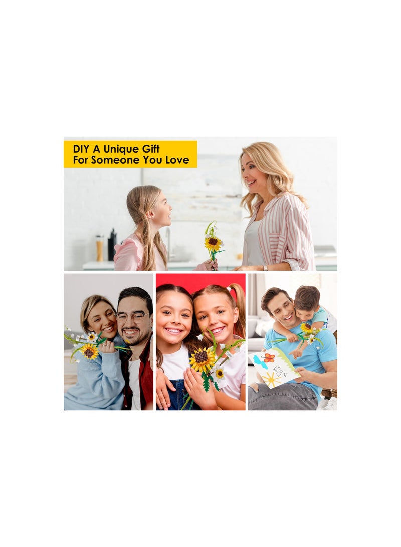 SOLARAE Sunflower Bouquet Building Set - 243 Pcs Botanical Collection for DIY Home Decor, Perfect Gift for Adults & Kids 14+, Ideal for Birthdays, Anniversaries, and Celebrations. - Image 2