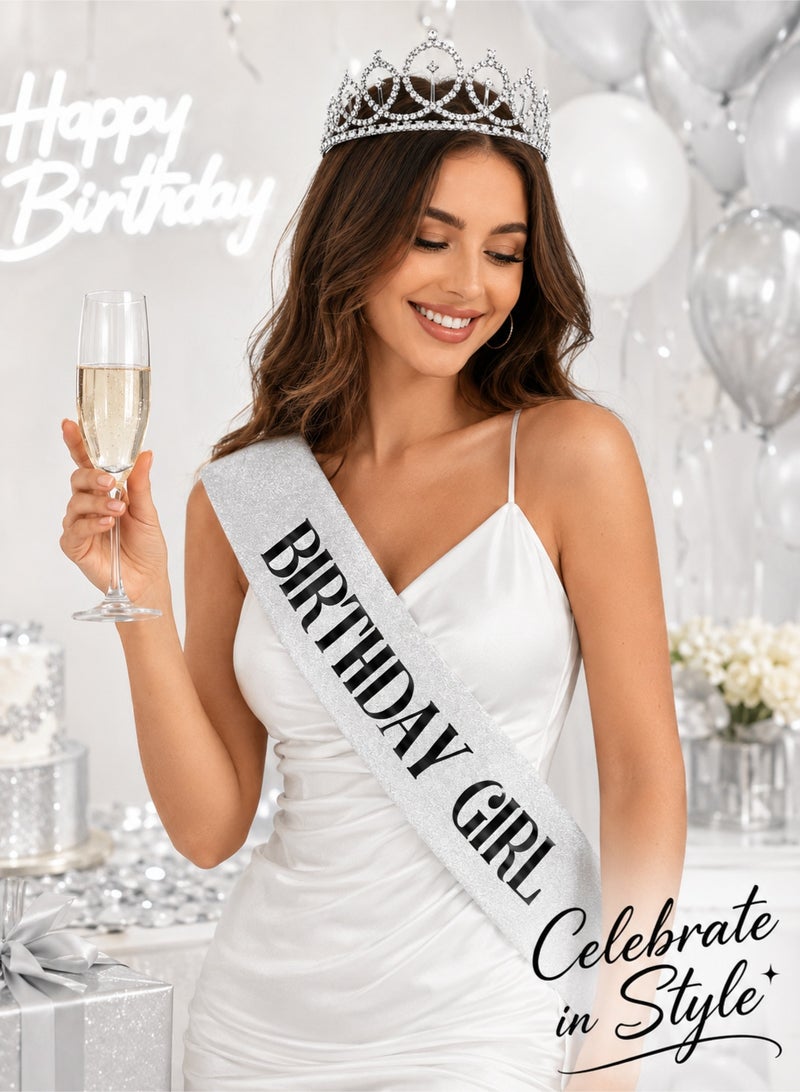 Silver Birthday Girl Sash and Birthday Crown Set - Image 5