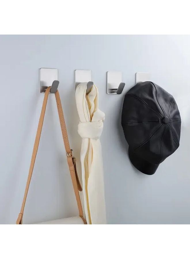 6pcs Silvery Stainless Steel Adhesive Towel Holder Wall Mounted Rack Hooks - Image 5